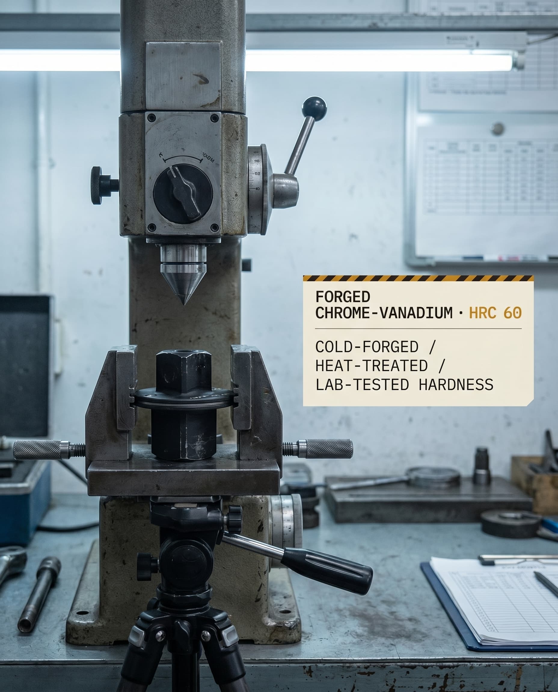 Adapter on a hardness tester, forged chrome-vanadium HRC 60